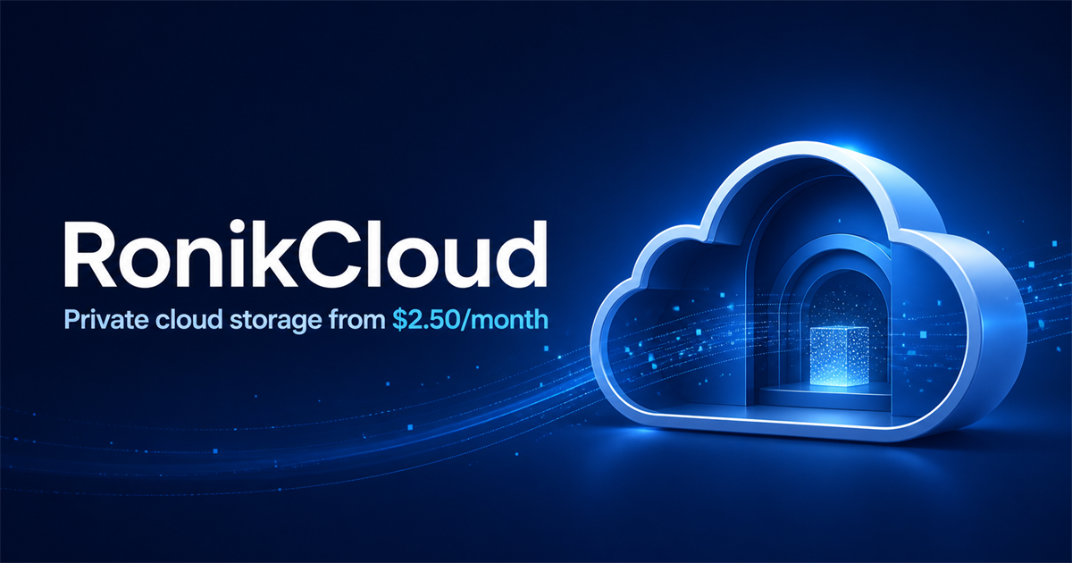 RonikCloud private cloud storage social card